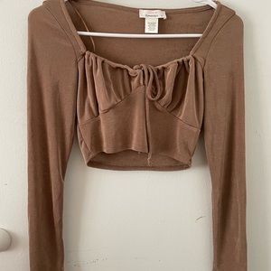 Brown long sleeve crop top from URBAN ROMANTICS size S